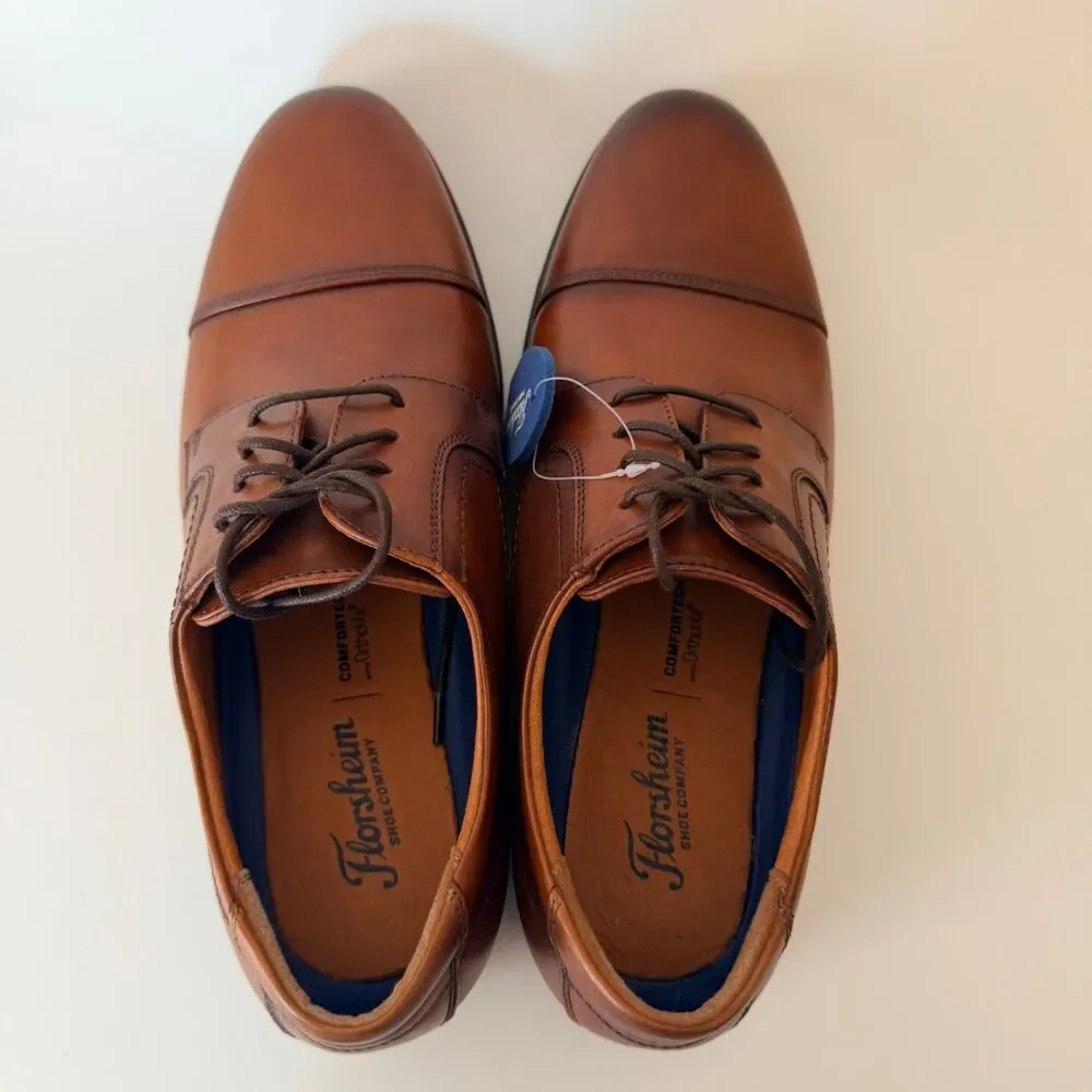 NWT Florsheim Men's 9EEE (9W) Leather Midtown Cap Toe Oxford Dress Shoes NWOB